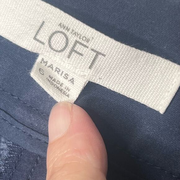 Loft Marisa Riviera Navy Flat Front Vintage Inspired Tapered Ankle Pants Size 6 - Picture 8 of 9